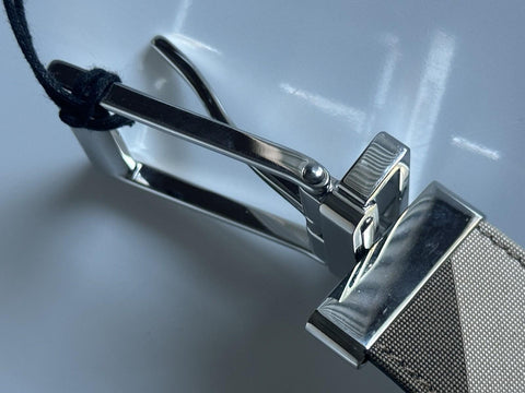 Burberry Reversible Silver Buckle Canvas/Leather Belt 34/85 8084578 IT NWT $440