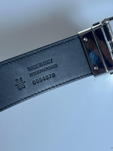 Burberry Reversible Silver Buckle Canvas/Leather Belt 34/85 8084578 IT NWT $440