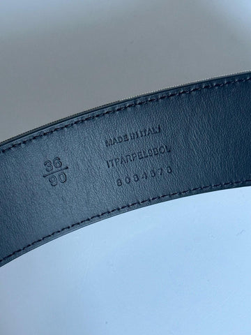 Burberry Reversible Silver Buckle Canvas/Leather Belt 36/90 8084578 IT NWT $440