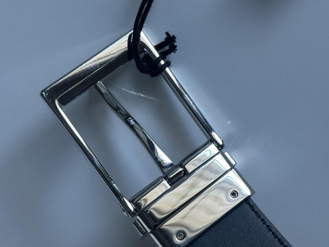 Burberry Reversible Silver Buckle Canvas/Leather Belt 36/90 8084578 IT NWT $440