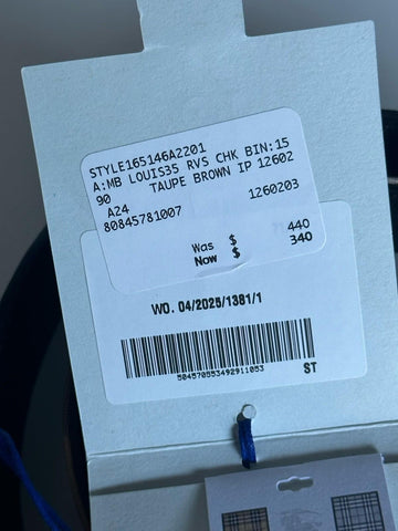 Burberry Reversible Silver Buckle Canvas/Leather Belt 36/90 8084578 IT NWT $440