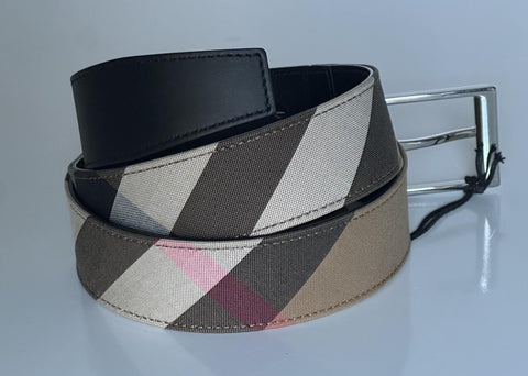 Burberry Reversible Silver Buckle Canvas/Leather Belt 30/75 8084578 IT NWT $440