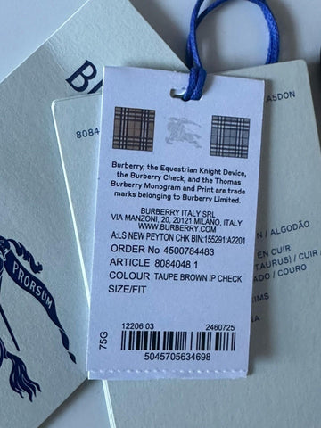 Burberry Peyton Toupe Brown IP Check Leather/Canvas Clutch 80840481 NWT $570