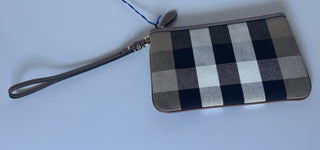Burberry Peyton Toupe Brown IP Check Leather/Canvas Clutch 80840481 NWT $570