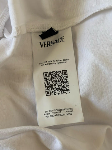Versace Print Cotton Jersey T-Shirt White/Black Medium 1014427 NWT