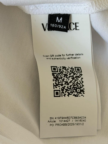 Versace Print Cotton Jersey T-Shirt White/Black Medium 1014427 NWT