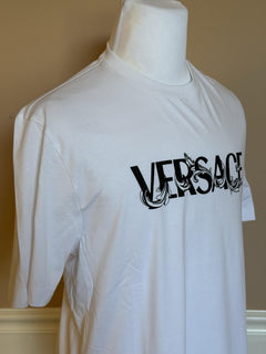 Versace Print Cotton Jersey T-Shirt White/Black Medium 1014427 NWT
