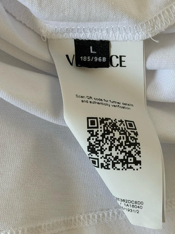 Versace Print Cotton Jersey T-Shirt White/Black Large 1014427 NWT