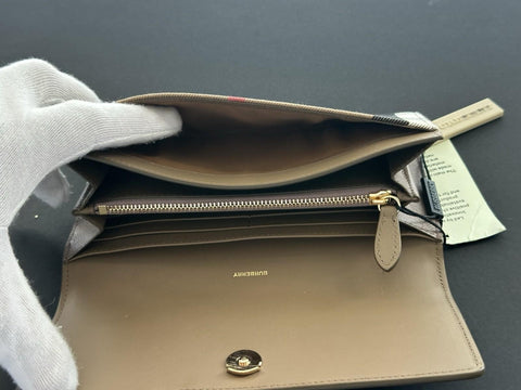 Burberry Halton MX Check Pale Cameo Wallet 80845311 NWT $680