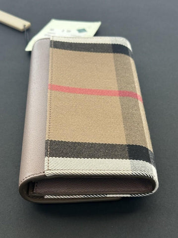 Burberry Halton MX Check Pale Cameo Wallet 80845311 NWT $680