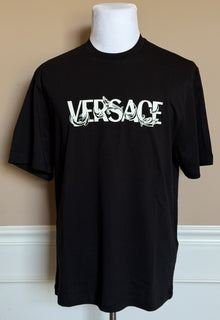 Versace Print Cotton Jersey T-Shirt Black/White Medium 1014427 NWT