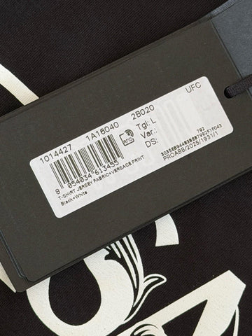 Versace Print Cotton Jersey T-Shirt Black/White Large 1014427 NWT