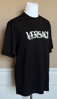 Versace Print Cotton Jersey T-Shirt Black/White XL 1014427 NWT