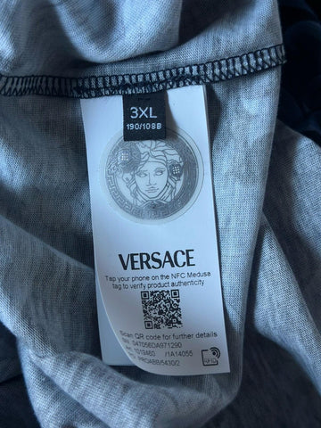 Versace Leafy Baroque Cotton Jersey T-Shirt Blue 3XL 1019460 NWT $625