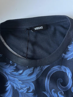 Versace Leafy Baroque Cotton Jersey T-Shirt Blue 3XL 1019460 NWT $625