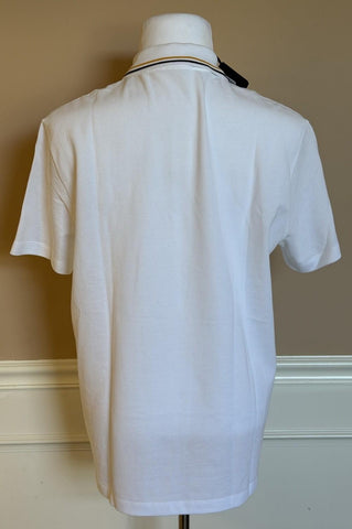 Versace Embroidered White Piquet Cotton Polo Shirt 2XL 1011851 NWT