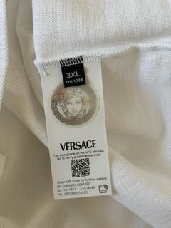 Versace Embroidered White Piquet Cotton Polo Shirt 3XL 1011851 NWT