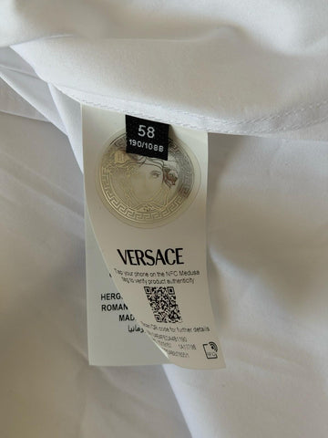 Versace Graphic Print Short Sleeve Shirt White&Gold 58 Euro (XL-2XL) 1019157 NWT
