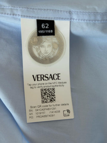 Versace Graphic Print Short Sleeve Shirt Blue 58 Euro (3XL-4XL) 1019157 NWT