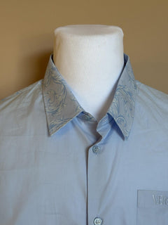 Versace Graphic Print Short Sleeve Shirt Blue 58 Euro (3XL-4XL) 1019157 NWT