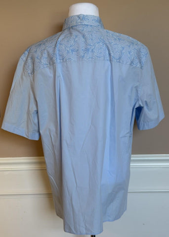 Versace Graphic Print Short Sleeve Shirt Blue 58 Euro (3XL-4XL) 1019157 NWT