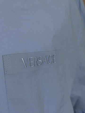 Versace Graphic Print Short Sleeve Shirt Blue 58 Euro (3XL-4XL) 1019157 NWT