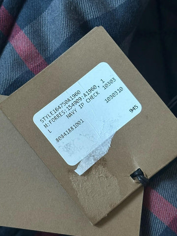 Burberry Forres Men’s Navy IP Check Cotton Jacket 8084188 L (Fits XL) NWT $1350