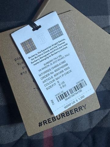 Burberry Forres Men’s Navy IP Check Cotton Jacket 8084188 S (Fits M) NWT $1350