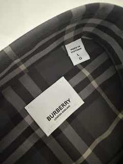 Burberry Men’s Seal Grey IP Check Dress Shirt Large 8092897 NWT $650
