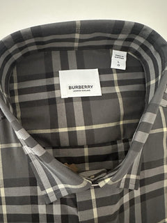 Burberry Men’s Seal Grey IP Check Dress Shirt Large 8092897 NWT $650