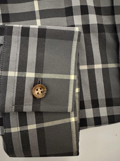 Burberry Men’s Seal Grey IP Check Dress Shirt Large 8092897 NWT $650