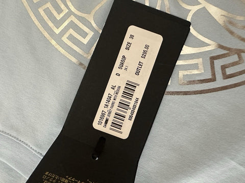 Versace Women's Silver Medusa Light Blue Jersey T-Shirt 4 (38 Euro) 1016967 NWT