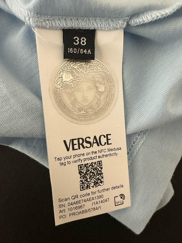 Versace Women's Silver Medusa Light Blue Jersey T-Shirt 4 (38 Euro) 1016967 NWT
