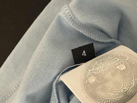 Versace Women's Silver Medusa Light Blue Jersey T-Shirt 4 (38 Euro) 1016967 NWT