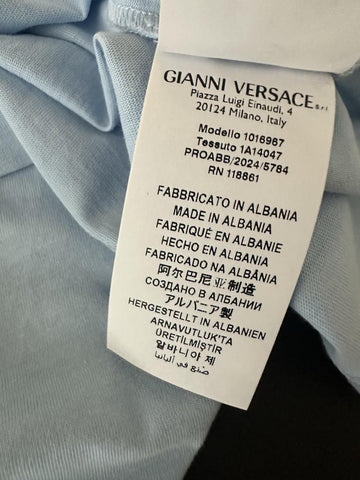 Versace Women's Silver Medusa Light Blue Jersey T-Shirt 4 (38 Euro) 1016967 NWT
