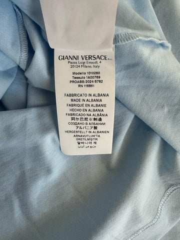 Versace Women's White Print Pastel Blue Jersey T-Shirt 2 (36 Euro) 1010260 NWT
