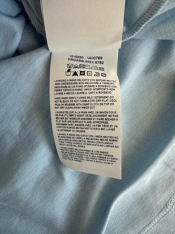 Versace Women's White Print Pastel Blue Jersey T-Shirt 2 (36 Euro) 1010260 NWT