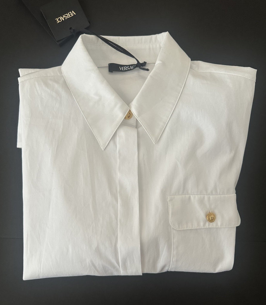 Versace Women’s Informal Long Sleeve Shirt White 8 US (42 Euro) 1019238 NWT