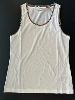 Burberry Women’s Elyssa Check White Sleeveless Top M 8104295 NWT $435