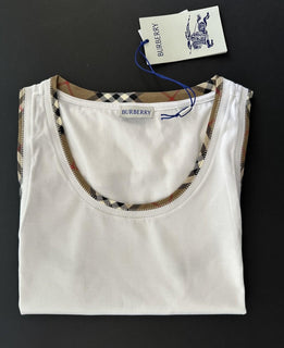 Burberry Women’s Elyssa Check White Sleeveless Top M 8104295 NWT $435