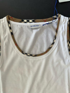 Burberry Women’s Elyssa Check White Sleeveless Top M 8104295 NWT $435