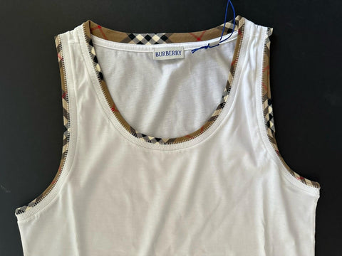 Burberry Women’s Elyssa Check White Sleeveless Top M 8104295 NWT $435