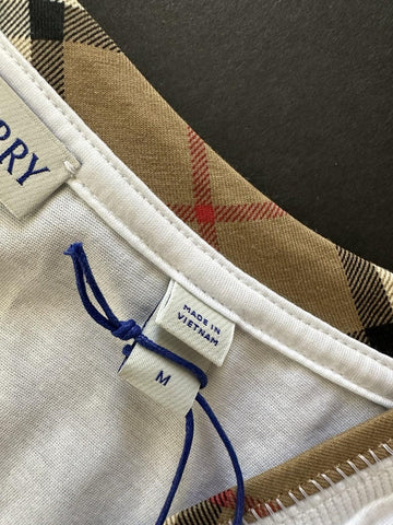 Burberry Women’s Elyssa Check White Sleeveless Top M 8104295 NWT $435