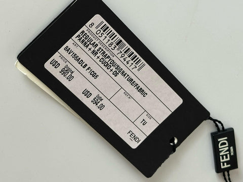 FENDI Signature Leather/Fabric Adjustable Strap Brown/Black/White Italy NWT $990