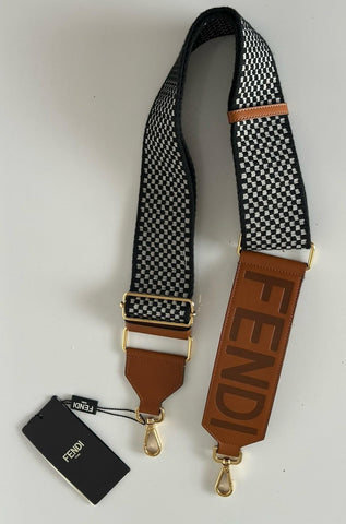 FENDI Signature Leather/Fabric Adjustable Strap Brown/Black/White Italy NWT $990