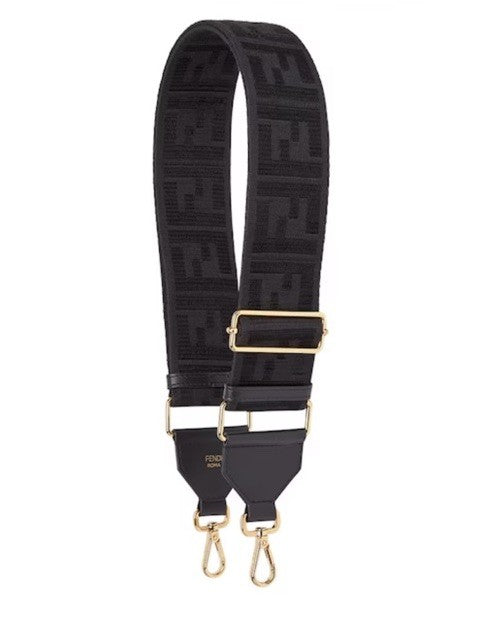 FENDI FF Logo Adjustable Strap Black Made in Italy NWT $1030
