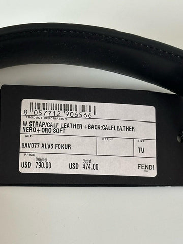 FENDI FF Logo Leather Strap Black Made in Italy NWT $790