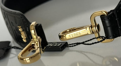 FENDI FF Logo Leather Strap Black Made in Italy NWT $790