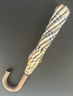 Burberry Trafalgar Folding Archive Beige Check Umbrella 80777091 NWT $580