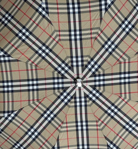 Burberry Trafalgar Folding Archive Beige Check Umbrella 80777091 NWT $580